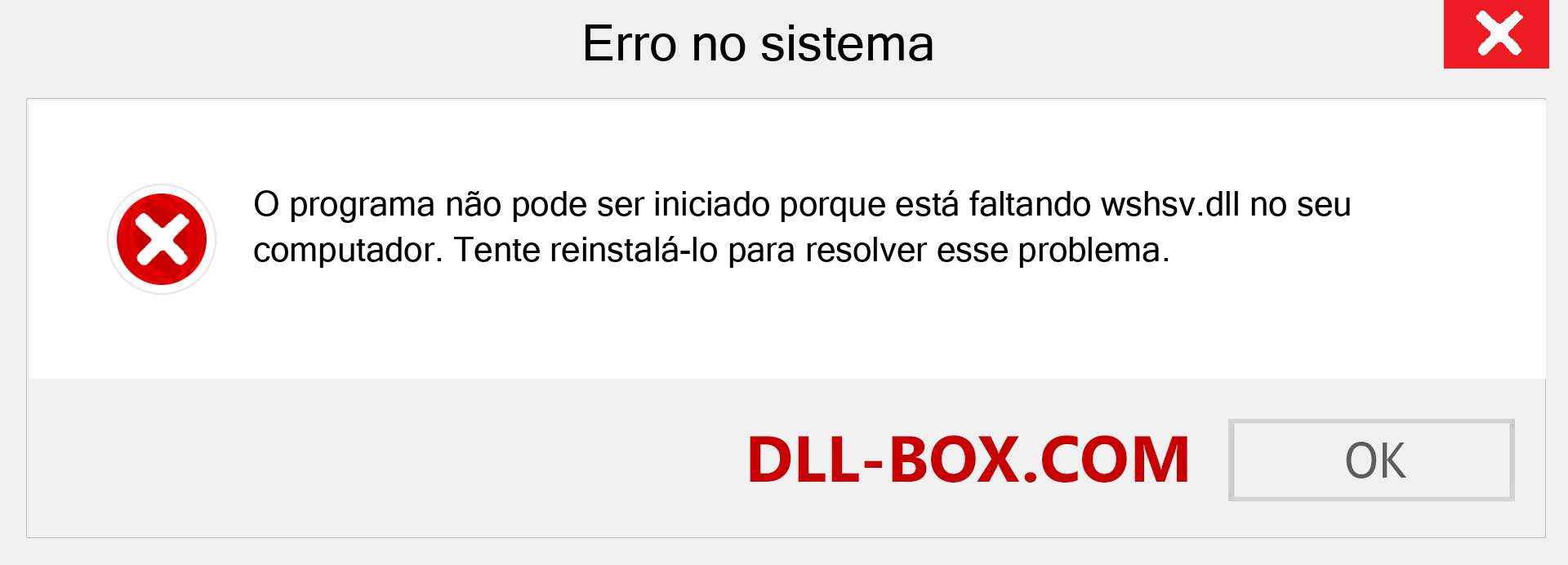 Arquivo wshsv.dll ausente ?. Download para Windows 7, 8, 10 - Correção de erro ausente wshsv dll no Windows, fotos, imagens